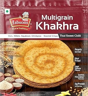 Jabsons Multigrain Thai Sweet Chilli Roasted Khakhra -180g | Crispy & Healthy Multigrain Snack | Vaccum Packed | Diet Namkeen, Tea-Time Munchies, Indian Munchies | Anytime Snacking