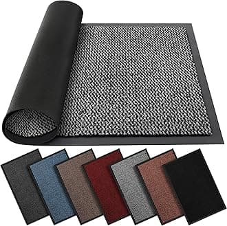 BLADO Washable Door Mats - Non-Slippery Heavy Duty Doormats - Stylish & Large Rubber Door Mat - Perfect Dust Grabbing Indoor & Outdoor (Grey, 60 cm x 80 cm)