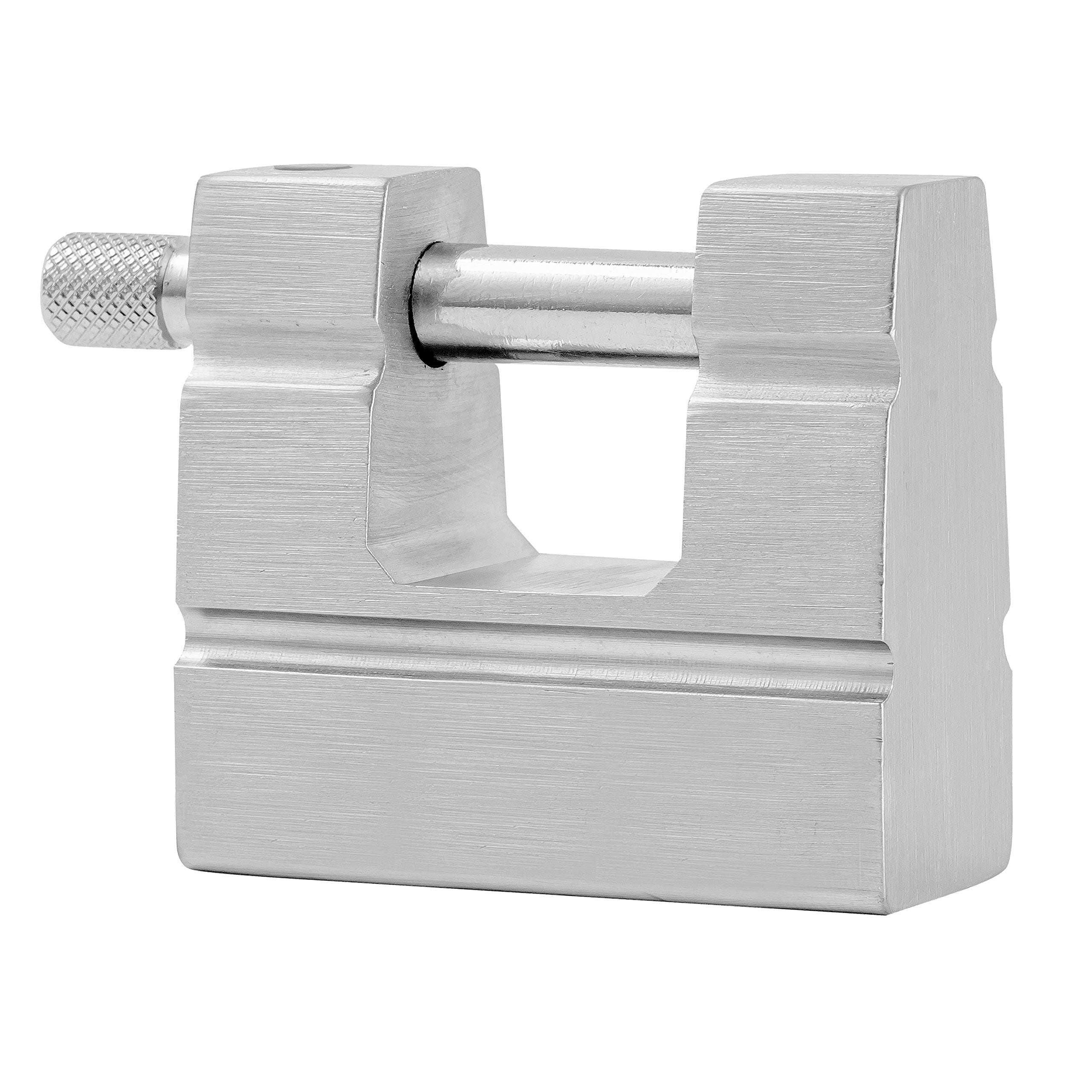 Solid Brass Padlock,Heavy Duty Shutter for Garage Warehouse Container,Satin Chrome Finish