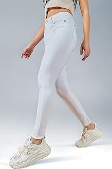 Women's Skinny High Rise Cropped Fringed Hemline Detailing Stretchable Denim Jeans