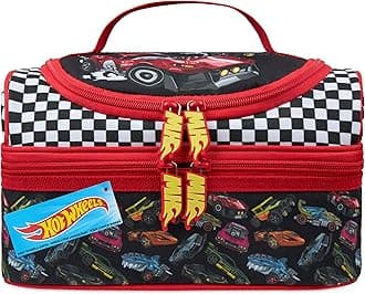Get Trend Hot Wheels Lunch Bag Cute Insulated Lunch Box with Two Compartments for Picnic Snacks Cooler Bag Gifts for Kids (Multi Hot Wheels)