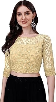 Pujia Mills Womens Readymade Fancy Sifli Work Half Sleeve Saree Blouse.