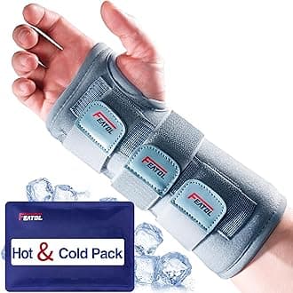 Carpal Tunnel Wrist Brace | Night Sleep Support Brace, Removable Metal Wrist Splint- Hot/Ice Pack, Right Hand, Small/Medium, Adjustable Hand Brace for Men, Women, Relieve and Treat Wrist Pain
