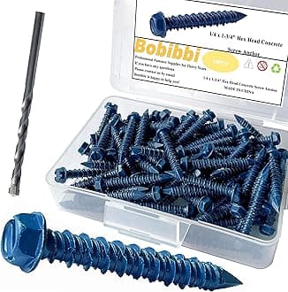 1/4 x 1-3/4" Hex Head Concrete Screw Anchor, for Anchoring to Masonry, Block or Brick (100Pcs)