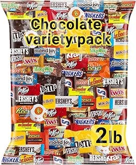 Chocolate Candy Variety Pack 2 LB Bulk Bag – Approx. 90 Individually Wrapped Treats – Assorted Milk & Dark Chocolate, Peanut Butter, Wafer & Coconut Mix – Perfect for Parties, Gifts & Sharing