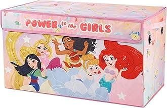 Idea Nuova Disney Princess Collapsible Toy Storage Trunk with Lid, 28" W x 16" D x 14.5" H
