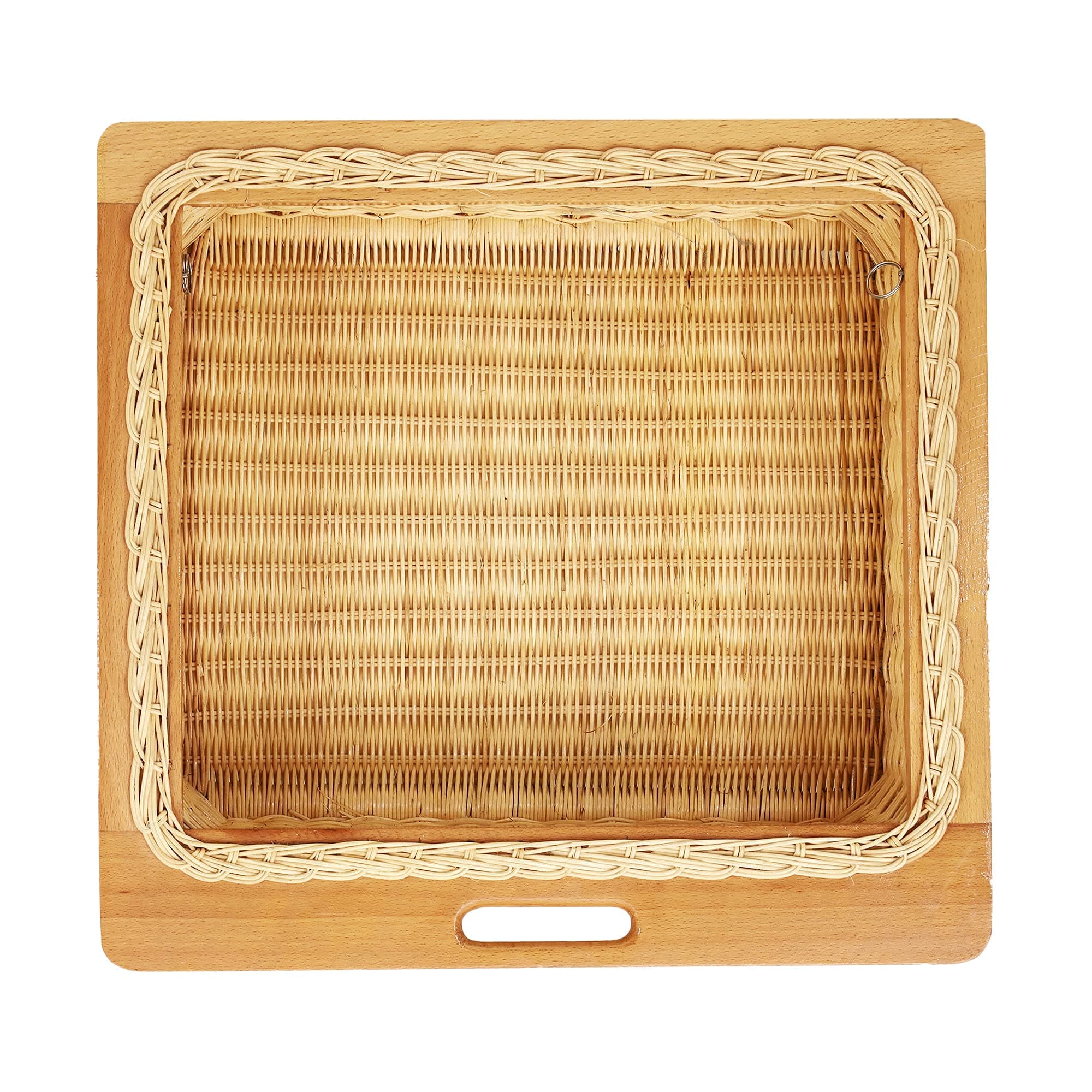AKWAY Wicker Rectangular Basket For Modular Kitchen | Pull Out Rectangular Basket For Onion, Potato (Beige, 22.5W (564Mm) X 20L X 8H Inches)(Beechwood)