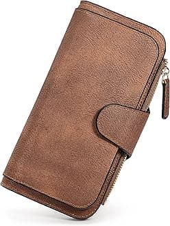 UTOWallet Women Vegan Leather Wristlet Snap Long Purse Credit Card Holder Elegant Clutch