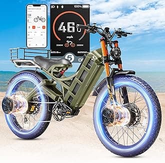 eAhora Romeo Pro 2/3 34-50Mph Electric Bike for Adults, 1600/2500/4000/5600W Dual Motor Ebike 48-60V 60-80Ah Battery 100-235 Mile Long Range, 26*4.0"/20*4.5" Fat Tire, Full Suspension, All Terrain