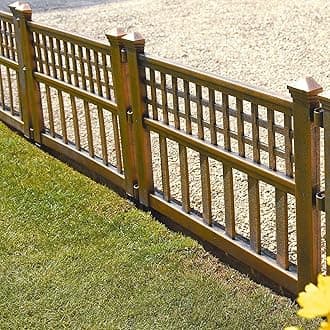 Taylor & Brown Plastic Fence Panels Garden Path Lawn Edging Plant Border Landscape Decorative Versatile Panels - Pack of 8, Bronze