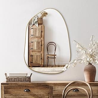PERFNIQUE Irregular Wall Mirror Asymmetrical Mirror, 69 x 48 cm Gold Mirrors for Bathroom Bedroom Living Room Entryway, Decorative Modern Boho Wall Decor
