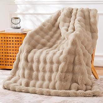 BENVWE - Faux Fur Throw Blanket for Couch Bed Fuzzy Soft Thick Throw Blanket Home Decor Birthday Gift for Mothers Day Beige 63x80 Inches