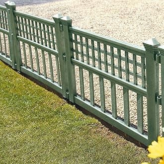 Taylor & Brown Plastic Fence Panels Garden Path Lawn Edging Plant Border Landscape Decorative Versatile Panels - Pack of 8, Green