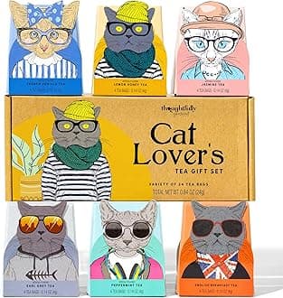 Gourmet Cat Lover’s Tea Gift Set, Includes 24 Teas in 6 Flavors with Stylish Cat Art and Fun Quotes, Set of 24