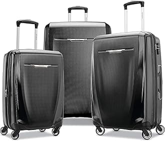 Samsonite Winfield 3 DLX Hardside Expandable Luggage with Spinners, Black, 3-Piece Set (20/25/28)