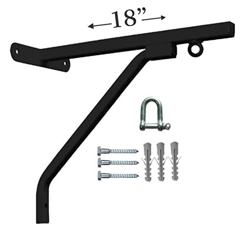 Punch Bag Wall Bracket Standard Boxing Bag Wall Mount Heavy Holds (18",12”) Chain MMA Gym Equipments (Black, 18 Inches Bracket with 4 panel Chain)