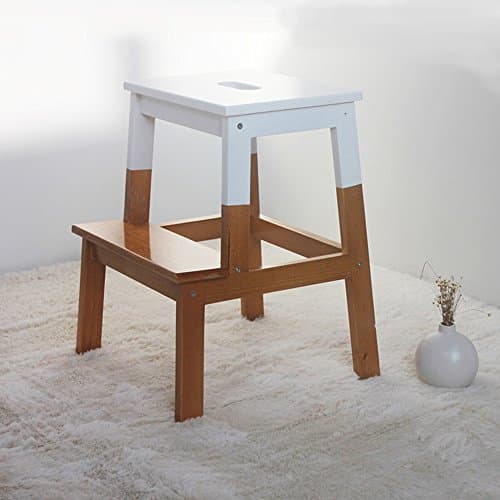 QFFL tideng Step Stool Solid Wood Ladder Shoe Bench Children's Home Step Stool Adult Step Stool Large Bar Stool 7 Colors Optional 48 * 50 (Color : G)
