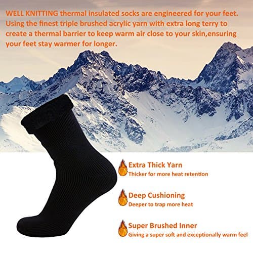 Well Knitting 3 Pack Mens Extra Warm Comfortable Thick Winter Outdoor Working Ski Hiking Brushed Thermal Socks UK Size 7-12