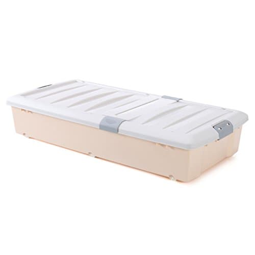 TYJY Extra Large Plastic Double Buckle Bed Bottom Storage Box with Lid and Wheels, Stackable (Color : B)
