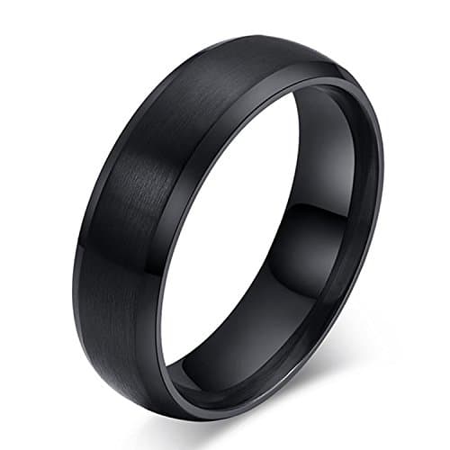 JYKKA BASIC 6mm Black Titanium Ring Brushed Center Wedding Band Comfort Fit
