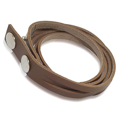 Men's Adjustable Alloy Multi Strand Parallel Strap Leather Light Brown Strap Bracelet 7"-8" Fit Jewelry Biker Punk Rock Bracelet Bangle Cuff Snap Fastener #53-1