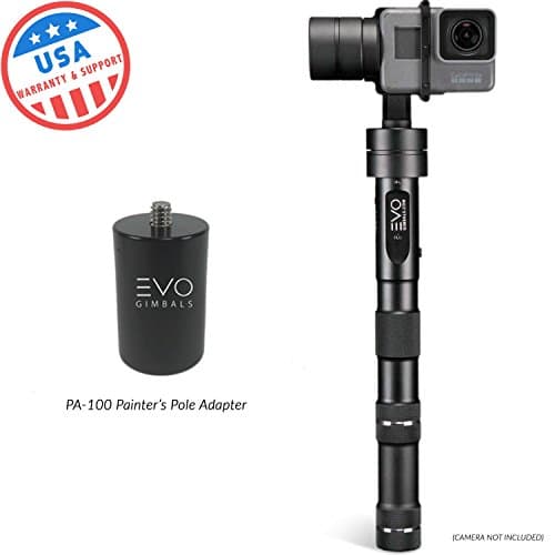 EVO GP-PRO 3 Axis Gimbal GoPro Stabilizer for Hero4, Hero5 or Hero6 Black & Virb Ultra 30 Action Cameras - 1 Year US Warranty | Includes: EVO GP-PRO + EVO PA-100 Painter's Pole Adapter