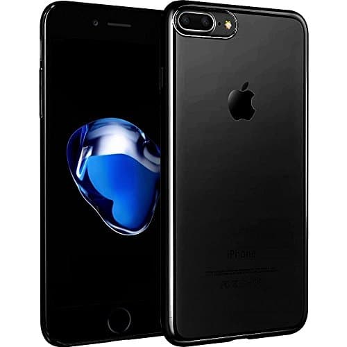 iPhone 7 Plus Case, Premium Soft TPU Electroplated Cover (Black)
