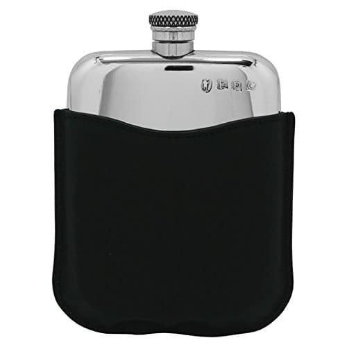 Premium Pewter Flask with Black Leather Pouch