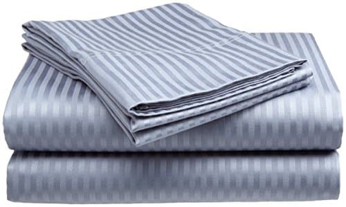 Comfort Linen 300 Thread Count Cotton Dobby Stripe Sheet Set- Assorted Colors/sizes, Twin - Light Blue