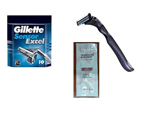 Compatible Razor Handle + Sensor Excel Refill Razor Blade Cartridges, 10 Ct. (handle holds Sensor Excel Blades) with FREE Loving Color trial size conditioner . World's Best Razor Holder ! Quality that is Out of This World ! Durable & Rugged ! Super Build !