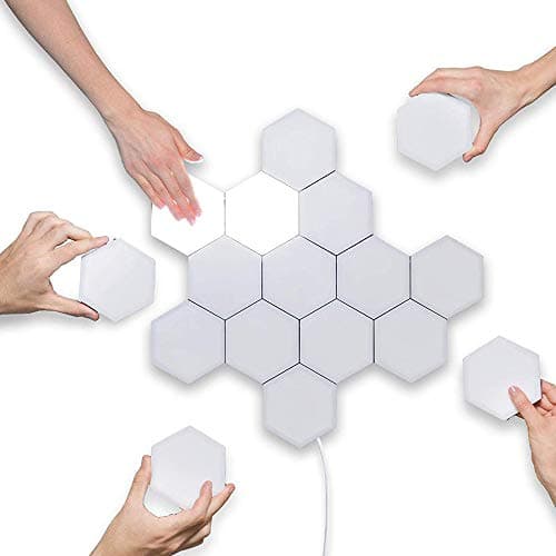 HLGY LED Decorative Wall Lamp Touch Geometry Quantum Light - Simple Wall Lamp Can Be Combined into Various Shapes of Touch Control Honeycomb Lamp,5packs