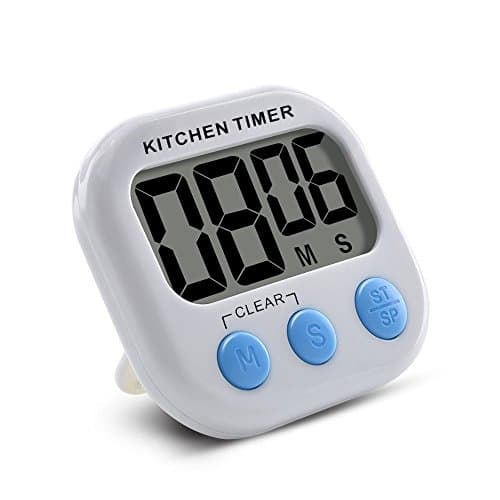 EasyKitchen Magnetic Digital Kitchen Timer with Loud Alarm and Large LCD Display (White-Blue)