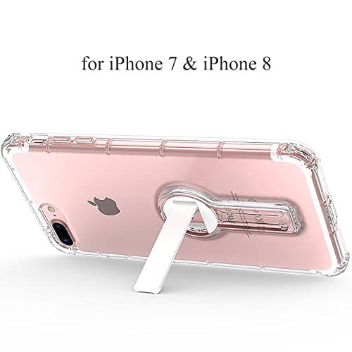 iPhone 8 / iPhone 7 Clear Case with Kickstand, Soft TPU Crystal Life proof Case Cover Slim-Fit Shock Absorption Protective Phone Cover Case with 360 Degree Rotatable Stand