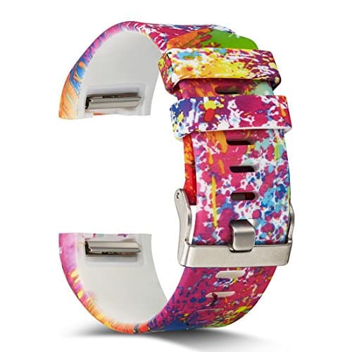 Fitbit Charge 2 Band,Silicone Adjustable Replacement Sport Strap Printed Bands with Classic Buckle for Charge2 HR Heart Rate + Fitness Wristband (Pattern-13, Large)