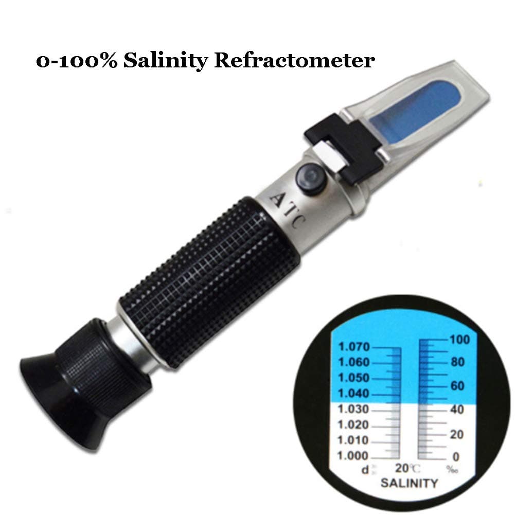 XFY Hand-Held Refractometer, Salinity Tester with ATC, Suitable for Aquarium, Sea Water, Salt Water and Industry, Measuring Range is 0-100%