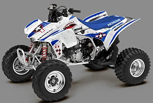 Honda TRX 450R Graphics Kit - War Machine, Blue Background, Silver Design ('08 & Newer)