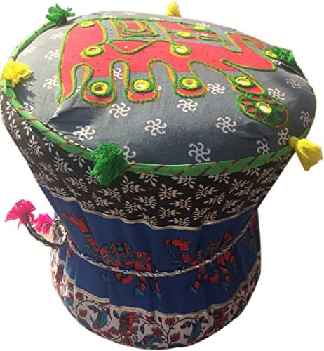 SAARTHI Rajasthani Handmade Patchwork Cotton Decorative MUDDA/Ottoman/Stool for Drawing, Bed and Living Room