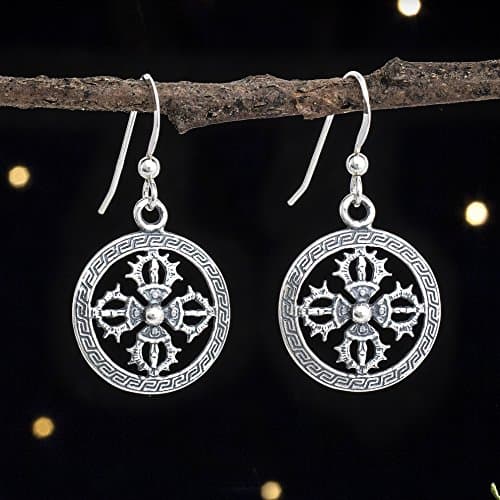 Sterling Silver Tibetan Dorje Earrings - Handmade, Solid .925