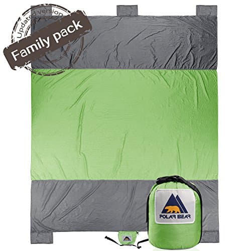 Sand Proof Compact Large Quick Drying Lightweight Durable Parachute Nylon Outdoor Beach Blanket Picnic Blanket Sand Resistant Oversized 7' x 9.5' Lime Green & Grey