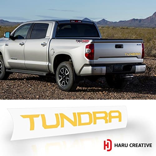 Haru Creative - Rear Tailgate Trunk Letter Insert Decal Sticker Compatible with and Fits Toyota Tundra 2014 2015 2016 2017 2018 2019 - Matte Yellow