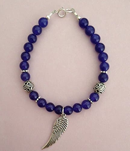 Gemstone Beaded Angel Wing Charm Bracelet