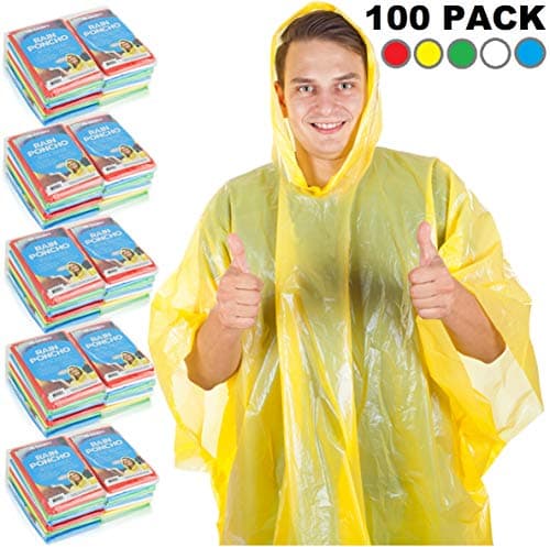 Wealers Rain Ponchos for Adults & Teens - Disposable Rain Poncho for Women & Men One Size Fits All Emergency Raincoat for Theme Parks Camping Outdoors Multi Colors Bulk Pack Waterproof Rain Ponchos