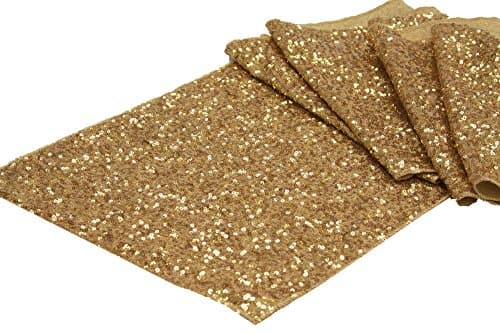 HEARTFEEL Table Runner Gold,12 by 108-Inch Sequin Table Runner Event Party Supplies Fabric Decorations For Wedding Birthday Baby Shower.