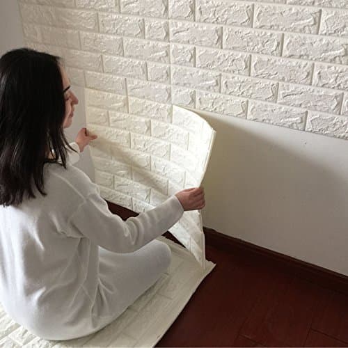 TTOCK Creative 3D wall stickers self adhesive pattern wallpaper wallpaper bedroom decorating the living room TV background wall brick waterproofing , white