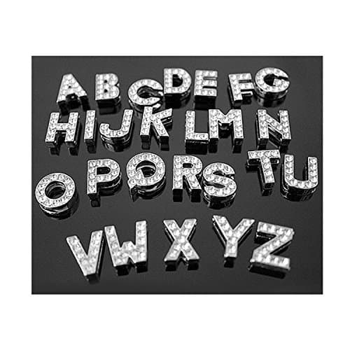 Herria Silver Plated Letter Initial A-z Dangle Alphabet Crystal DIY Character Keychain Charms, A-E