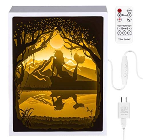 Papercut Light boxes, Decorative Led Lighting Lamp, Relaxing Mood Light for Kids and Adults, Night Projection Lamp for Baby Nursery Bedroom Children Room (The Little Mermaid)