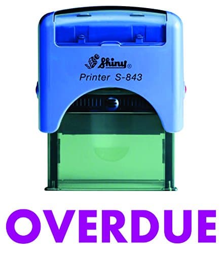 OVERDUE Shiny Self Inking Rubber Stamp Office Stationary