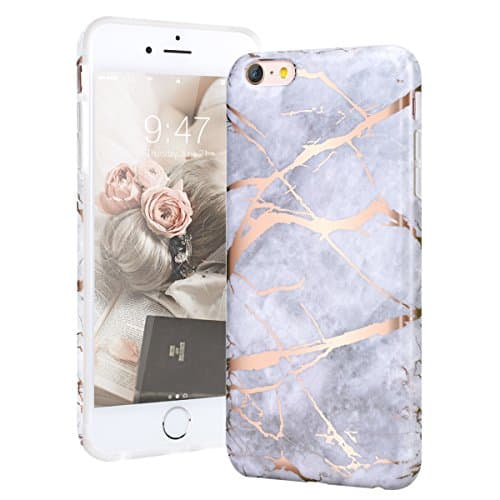 YT MARQUEEN iPhone 6 Plus/6S Plus Case Marble Pattern Design Ultra Thin Anti-Scratch Bumper TPU Soft Case Rubber Silicone Skin Cover for iPhone 6 Plus/6S Plus - White Rose Gold