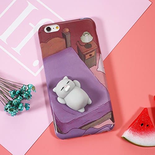 VoVan Squishy Animal iPhone 7 Case 3D Cute Soft Silicone Poke Squishy Pet Phone Back Cover for iPhone 7 (Gray Bear)