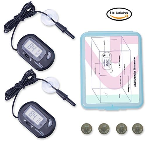 2-Pcs Aquarium Digital Thermometers include 4-Pcs Batteries for Fish Tank